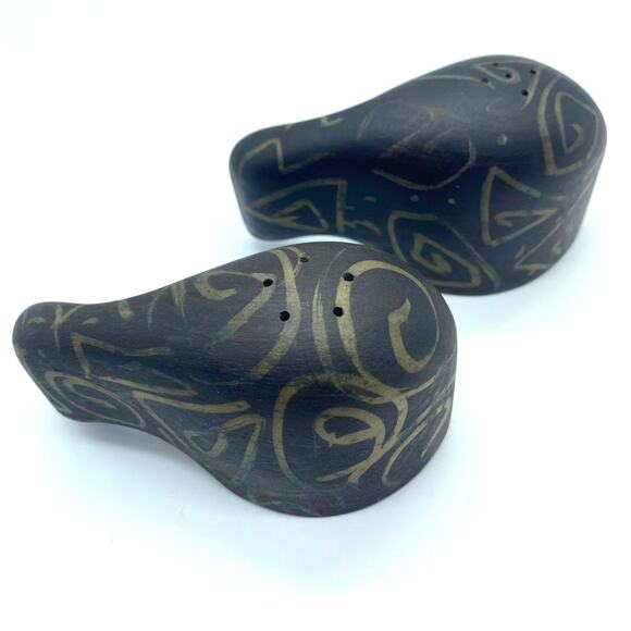 Hand Carved Don Shoemaker rosewood‎ salt and pepper . Altered  one of a kind - Picture 6 of 6